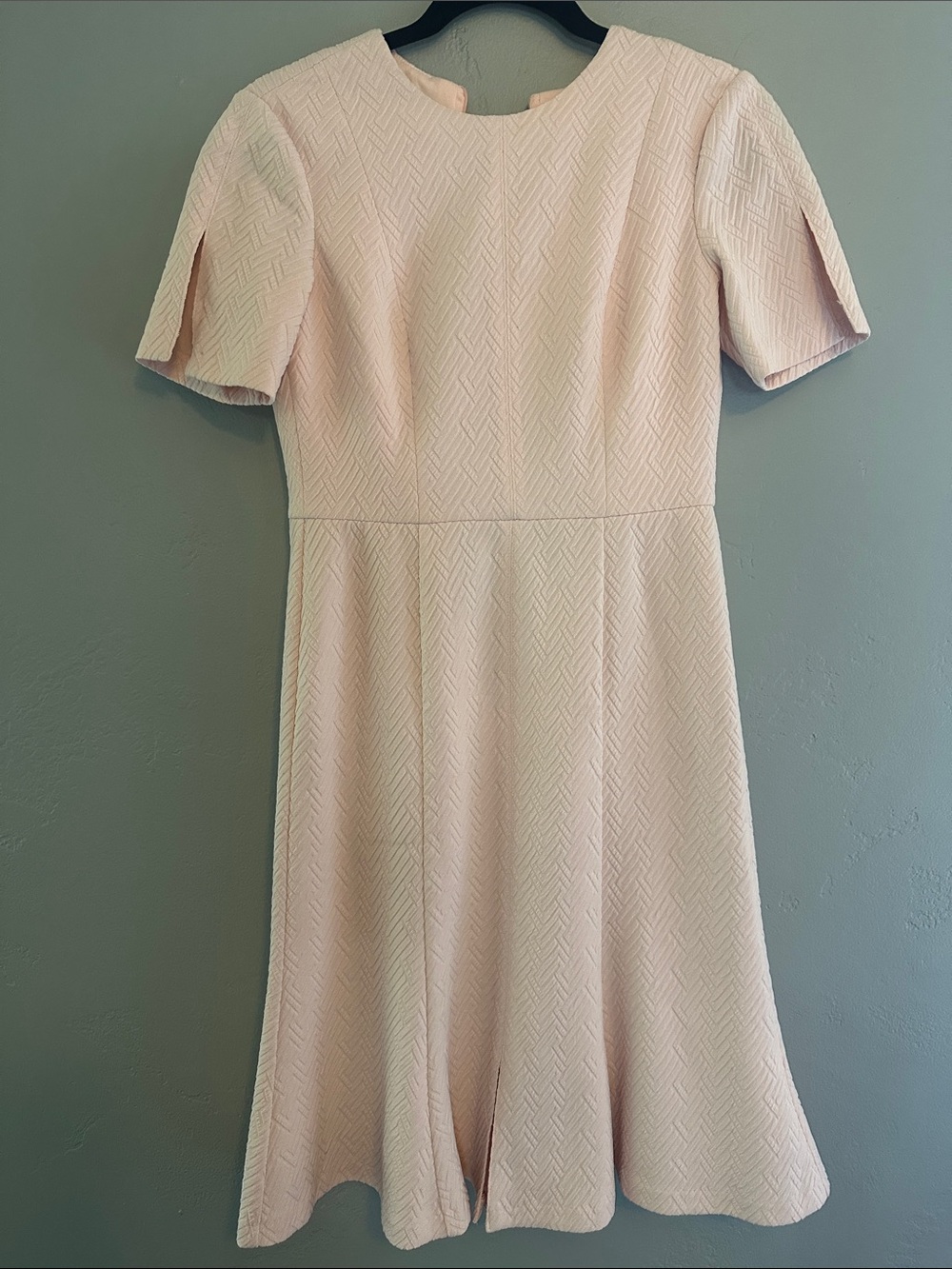 Donna Morgan Pale Pink Textured Midi Fit-and-Flare Dress